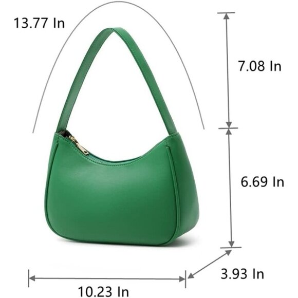 Women’s Green Gp Cute Hobo Tote Handbag Mini Clutch Purse with Zipper Closure - Picture 3 of 4